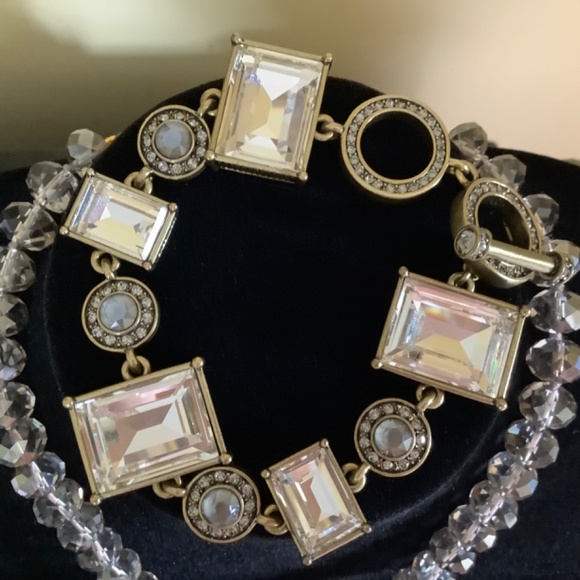 Heidi Daus Conscious Coupling Crystal Necklace & Bracelet Set Clear/ Hematite - Picture 6 of 13